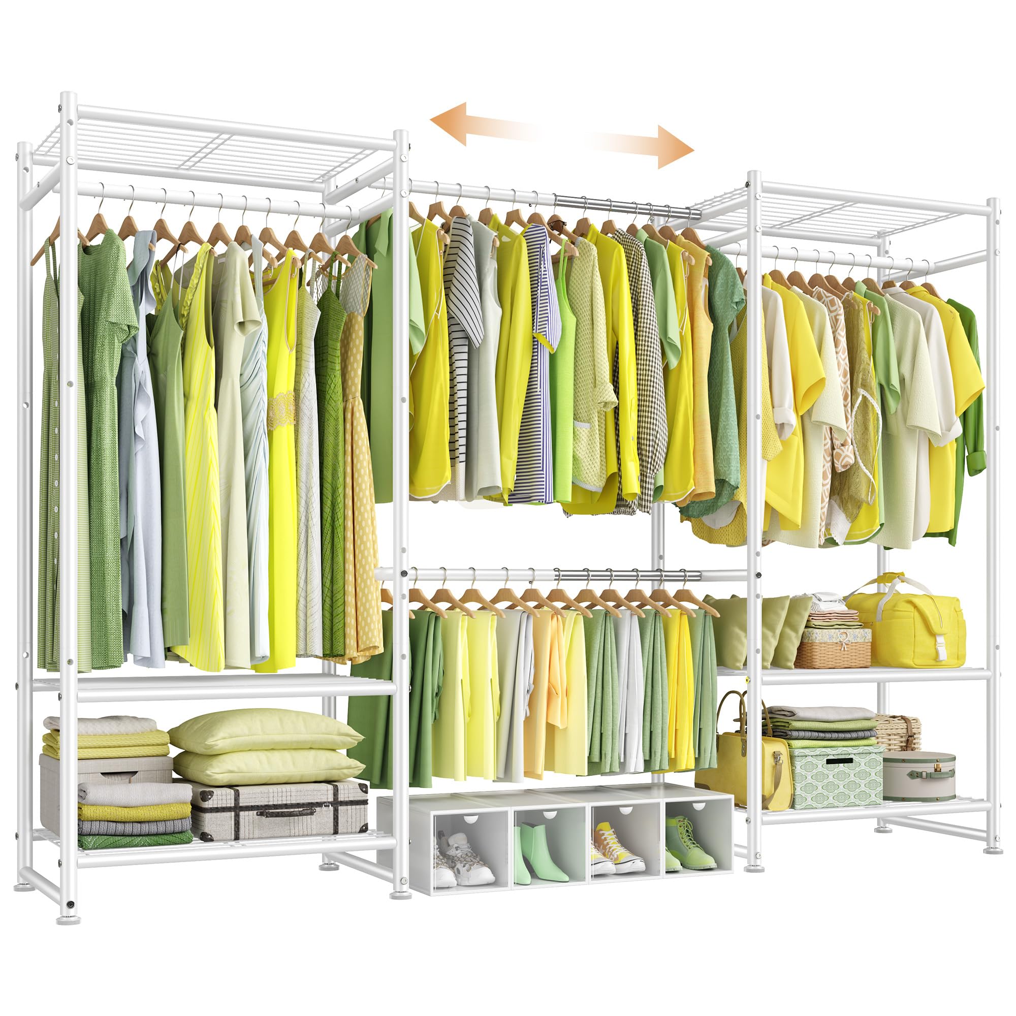 Cliporix Heavy Duty Clothes Rail, 40x(180-220) x202cm Extendable, White