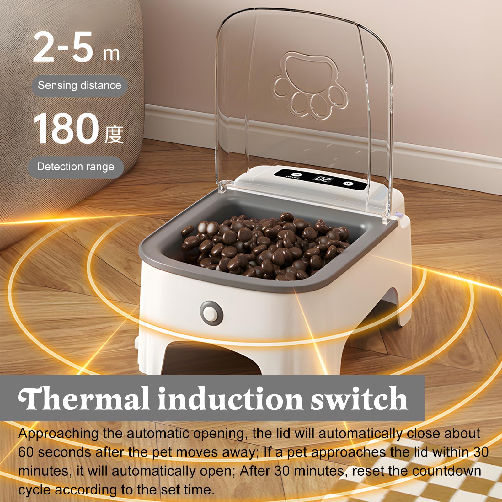 Automatischer Katzenfutterspender, Sensor-Katzenfutterspender, Zeitgesteuerte Haustierspender, Futterspender Katze Mit Intelligenter Infrarotsensor Ideal Für Katzen Und Haustiere (Gray)