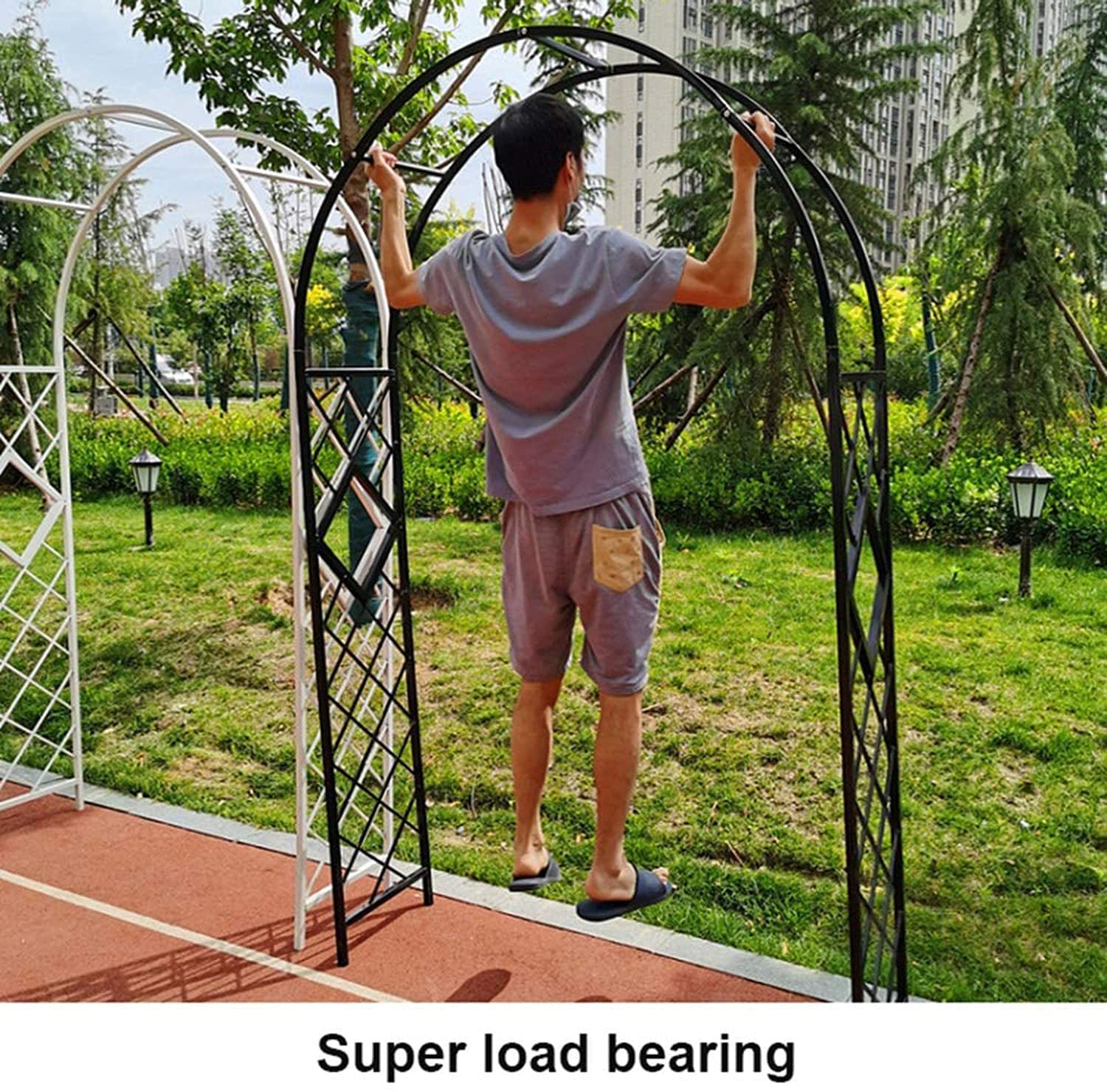 Pergola ogrodowa z metalu, łuk różany, pergola, do ogrodu, na trawnik, podwórko, taras, wesele, czarny - 180 cm