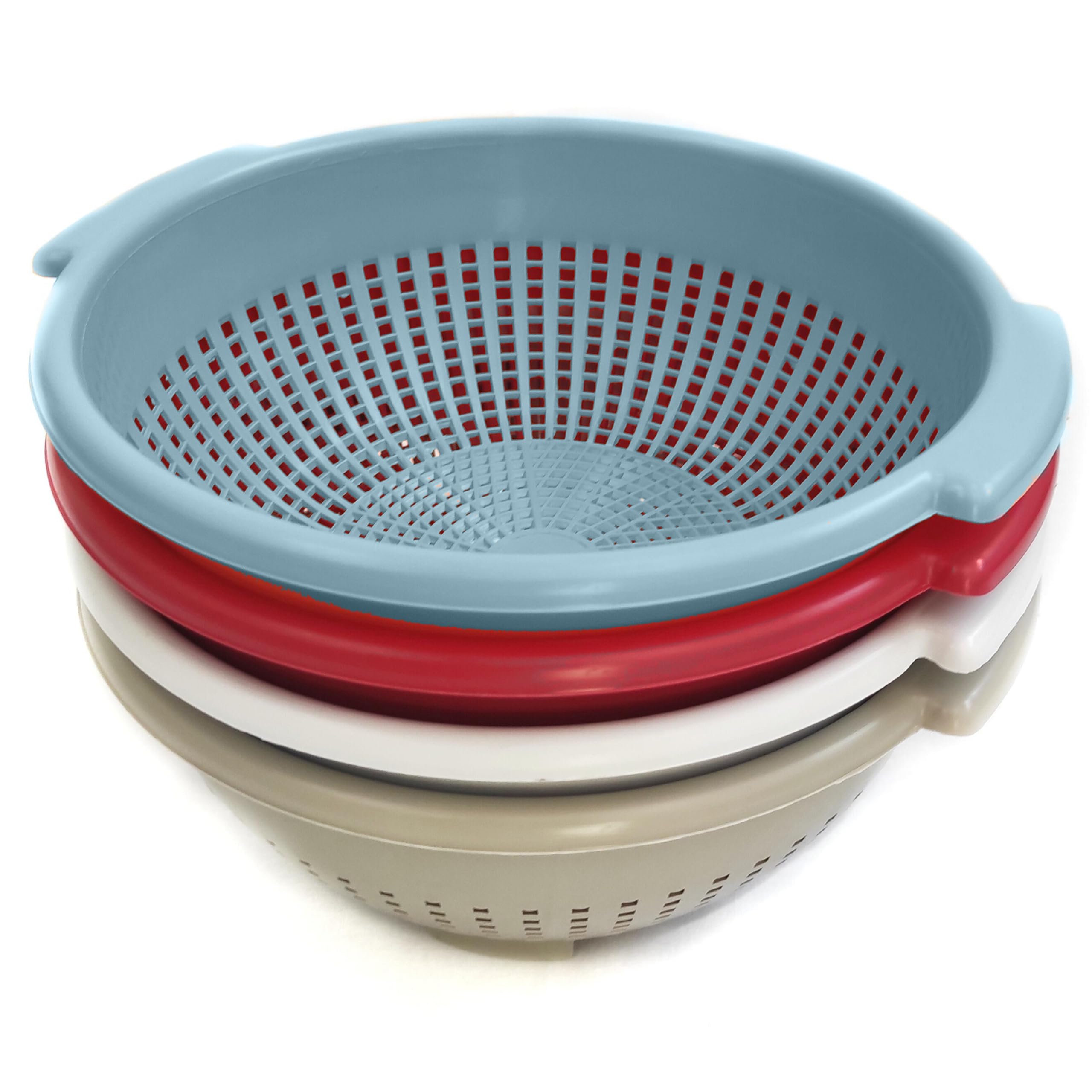 Ecoplast | Colapasta in Plastica ø24, Scolapasta con Manici in Colori Assortiti Tortora/Bianco/Rosso/Mandarino, Made in Italy