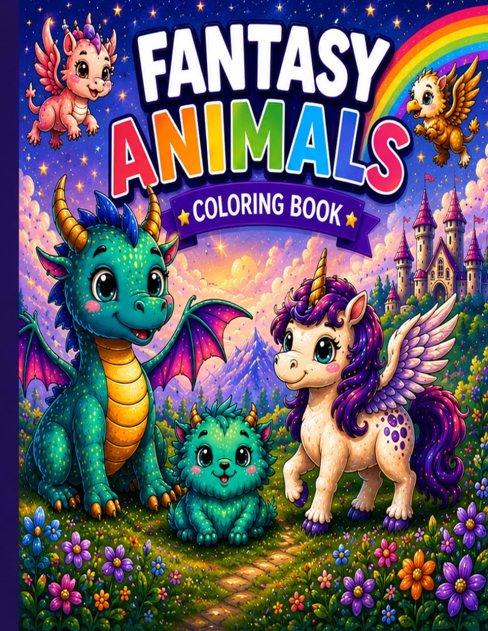 Fantasy Animals Coloring Book for Kids: Fun Drawing & Coloring Activity Book with Dragons, Unicorns and Magical Creatures (Ages 4 -8)