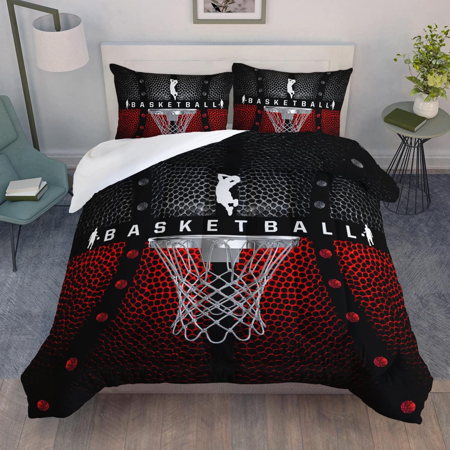 AILONEN Basketball Sports Comforter Set for Teen Boys Full