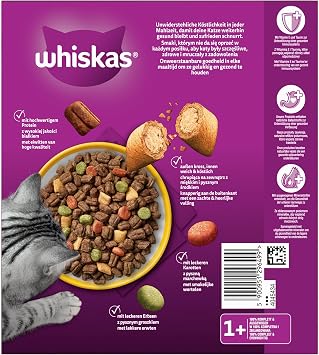 Whiskas Adult 1+ Dry Food - Cat Dry Food for Adult Cats - Chicken - 5 x 800 g