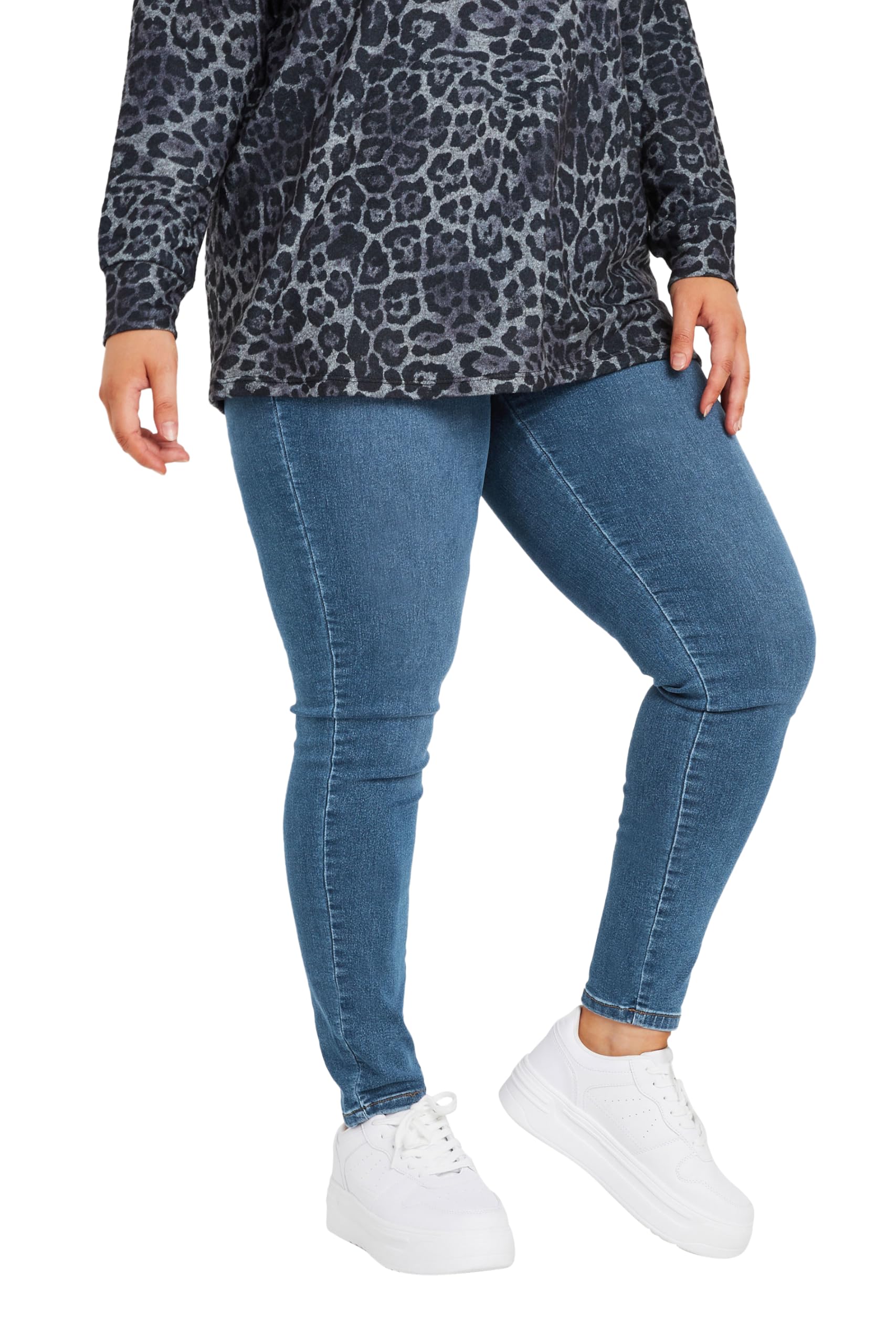 Yours Curve Skinny Stretch Ava Jeans - Women's - Plus Size Curve Mid Blue