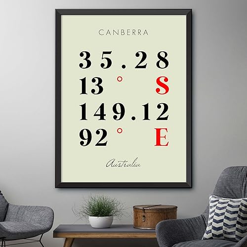 Miniatura 4 de Mapa de Canberra, Australia, Coordenadas Multilíneas de Colores (16x20)