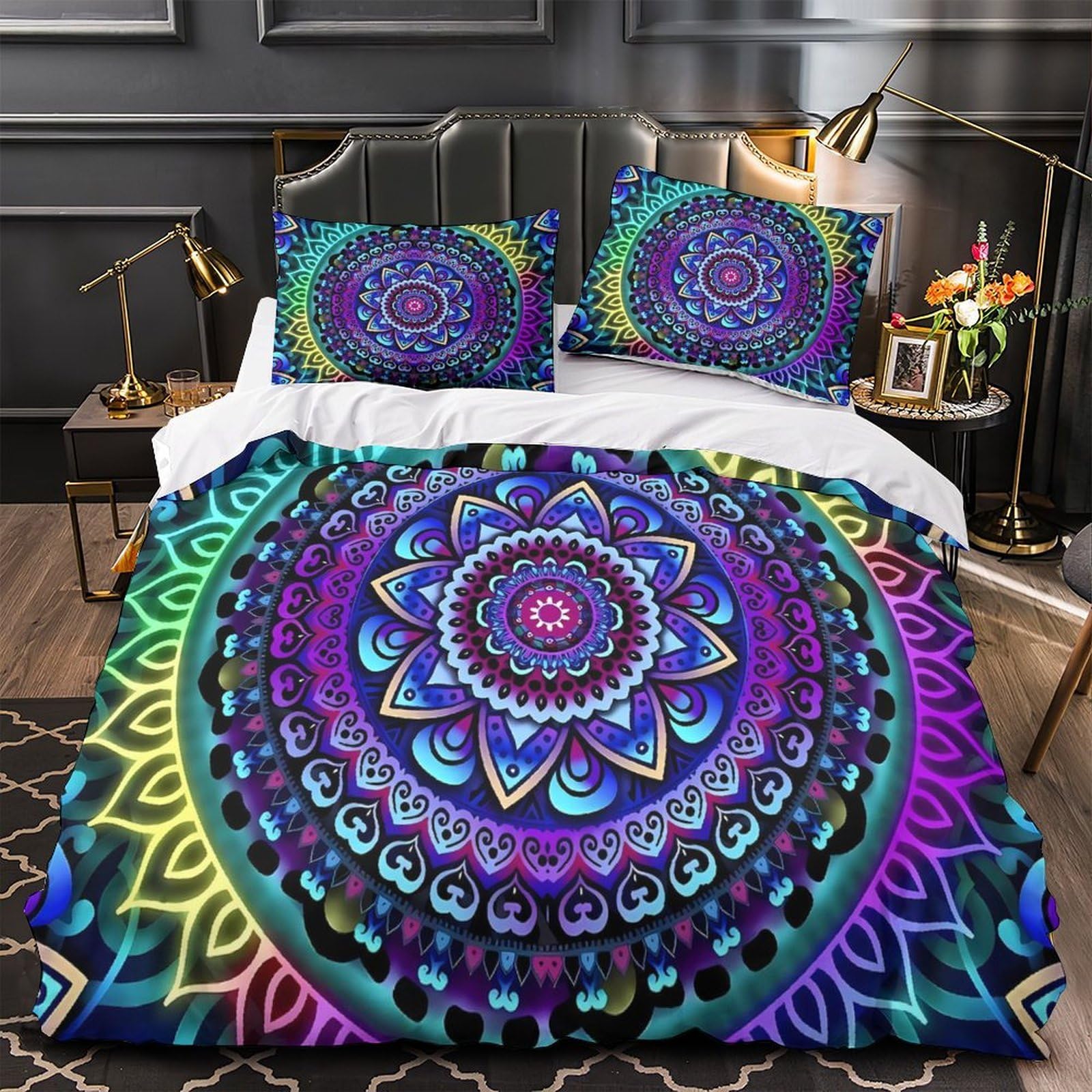 Parure de lit bohème colorée pour chambre d'adulte et ado