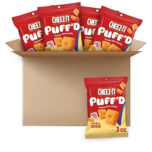Cheez-It Puffd - Bocadillos horneados con queso galletas infladas aperitivos para niños queso doble 3 onzas paquete de 6