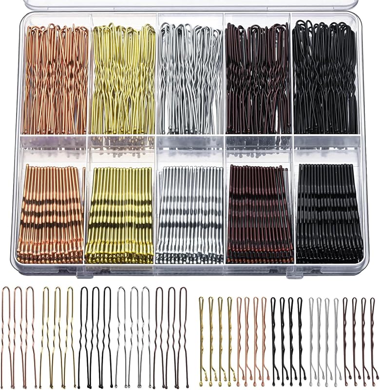 YGDZ 400 Counts Bobby Pins Bun Hair Pins Set, 2inch Bobby Pins for Women, 2.36inch U Shaped Hair Pins for Buns, 5 Colors Brown Blonde Black Hair Accessories for Hair Styling