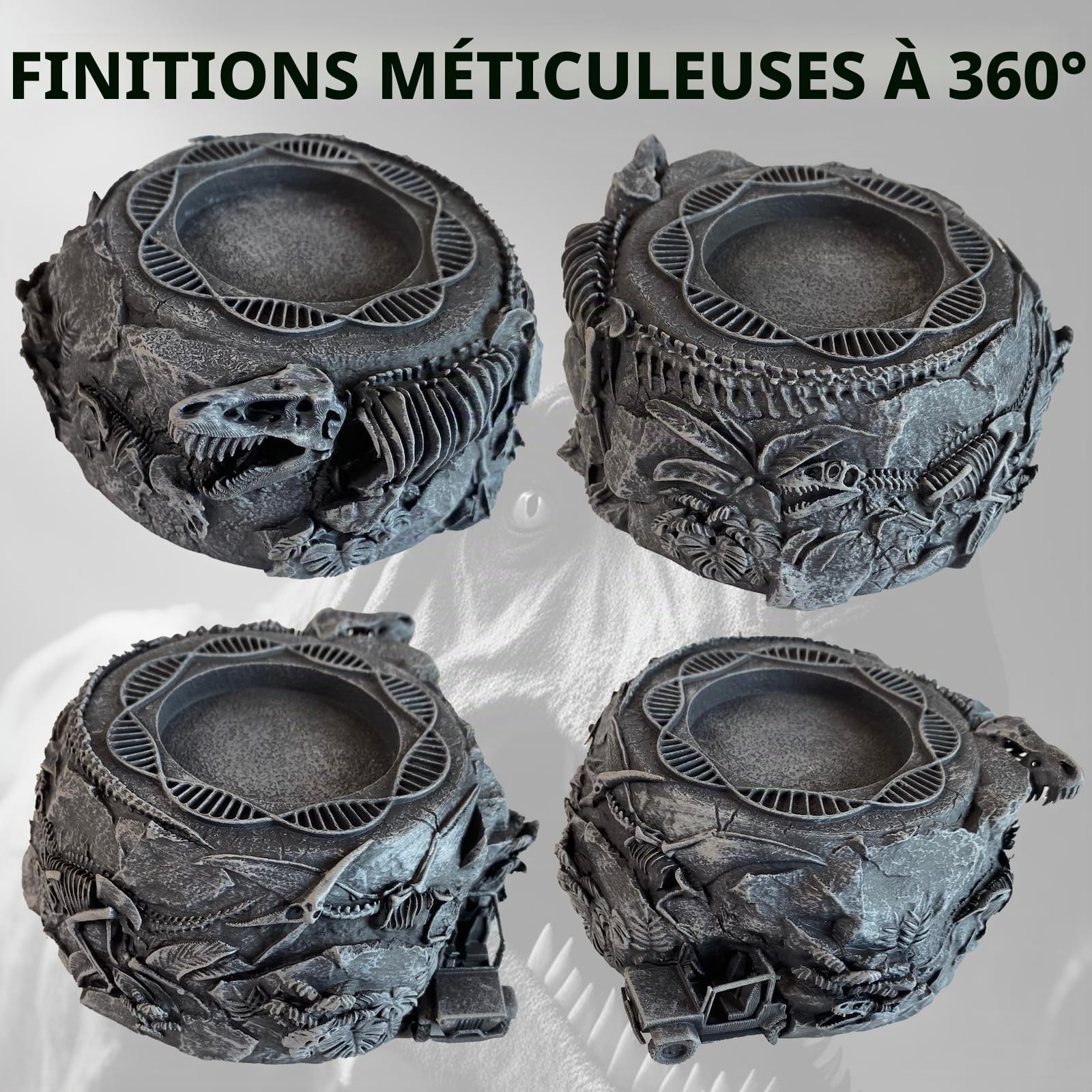 Jurassic Base Decor | Themen-Briefbeschwerer | Harzständer für Dinosaurier-Sammlerstücke | Detaillierte Skelette, DNA-Motiv & Mehr | Basis für Mücken in Bernstein und Fossil Sammlerstücke |_AB