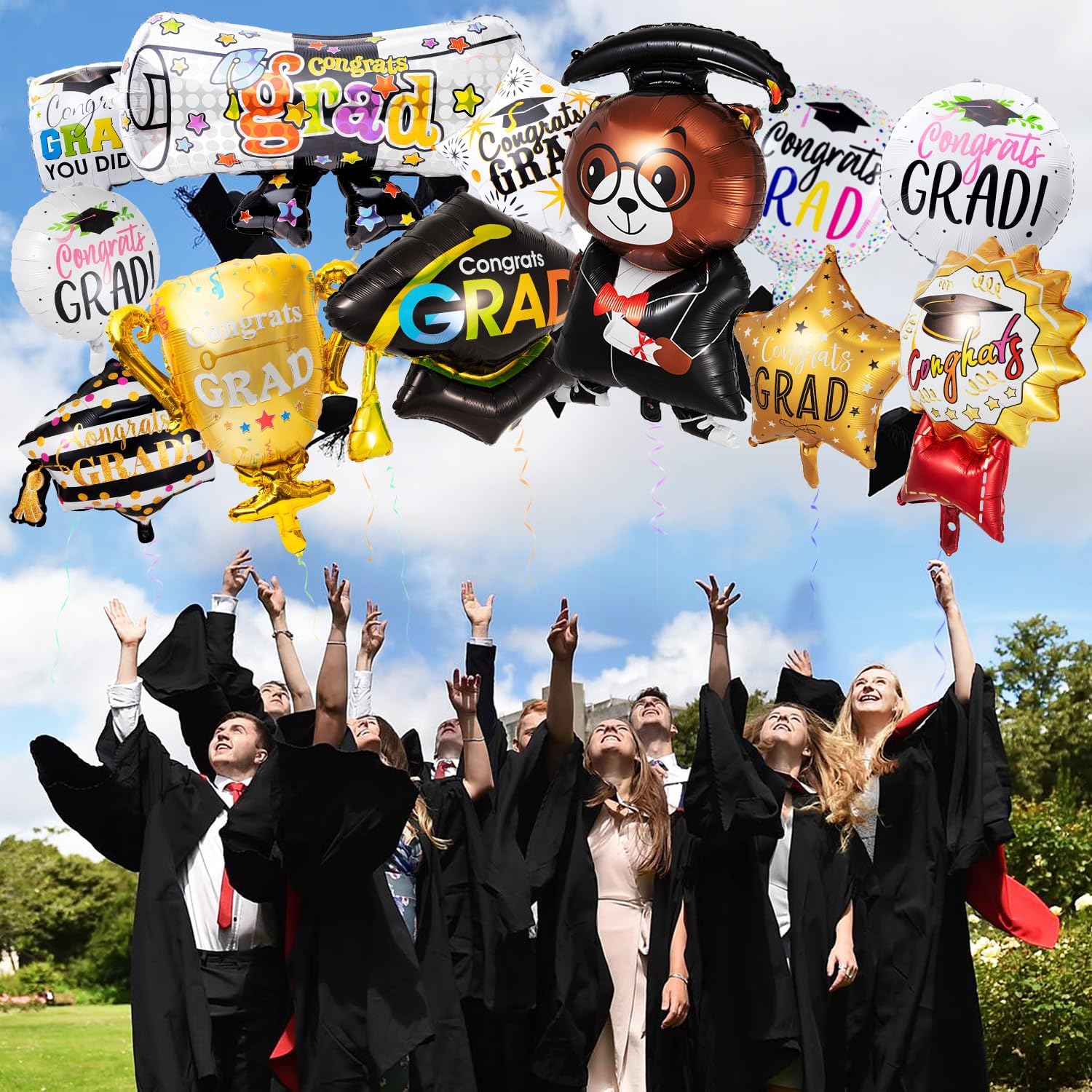 30Pcs 2026 Graduation Balloons, Graduation Party Decorations 2026, Class of 2026 Congrats Grad Foil Mylar Balloons for College High School Party Supplies