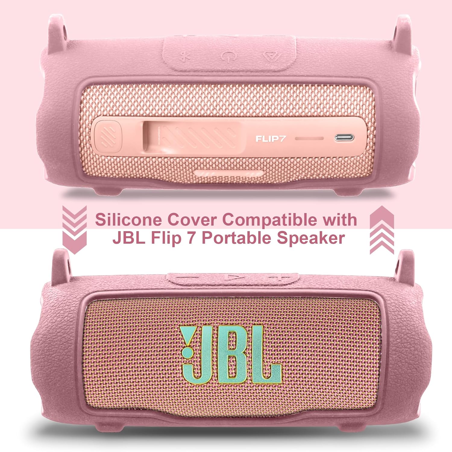 co2CREA Silicone Case for JBL Flip 7 Portable Waterproof Speaker, Portable Travel Soft Cover with Shoulder Strap, Protective Skin Case (Pink Case Only) - Image 2