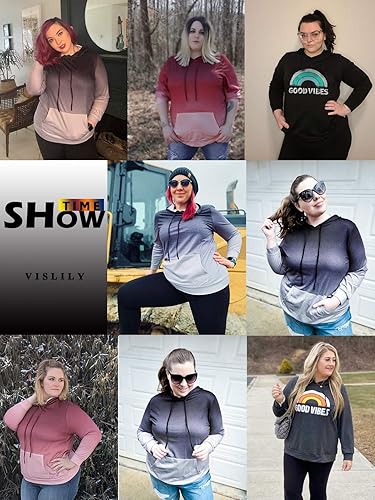 Miniatura 4 de VISLILY - Sudaderas con capucha para mujer, talla grande, con bloques de color y bolsillos, talla XL a 4XL