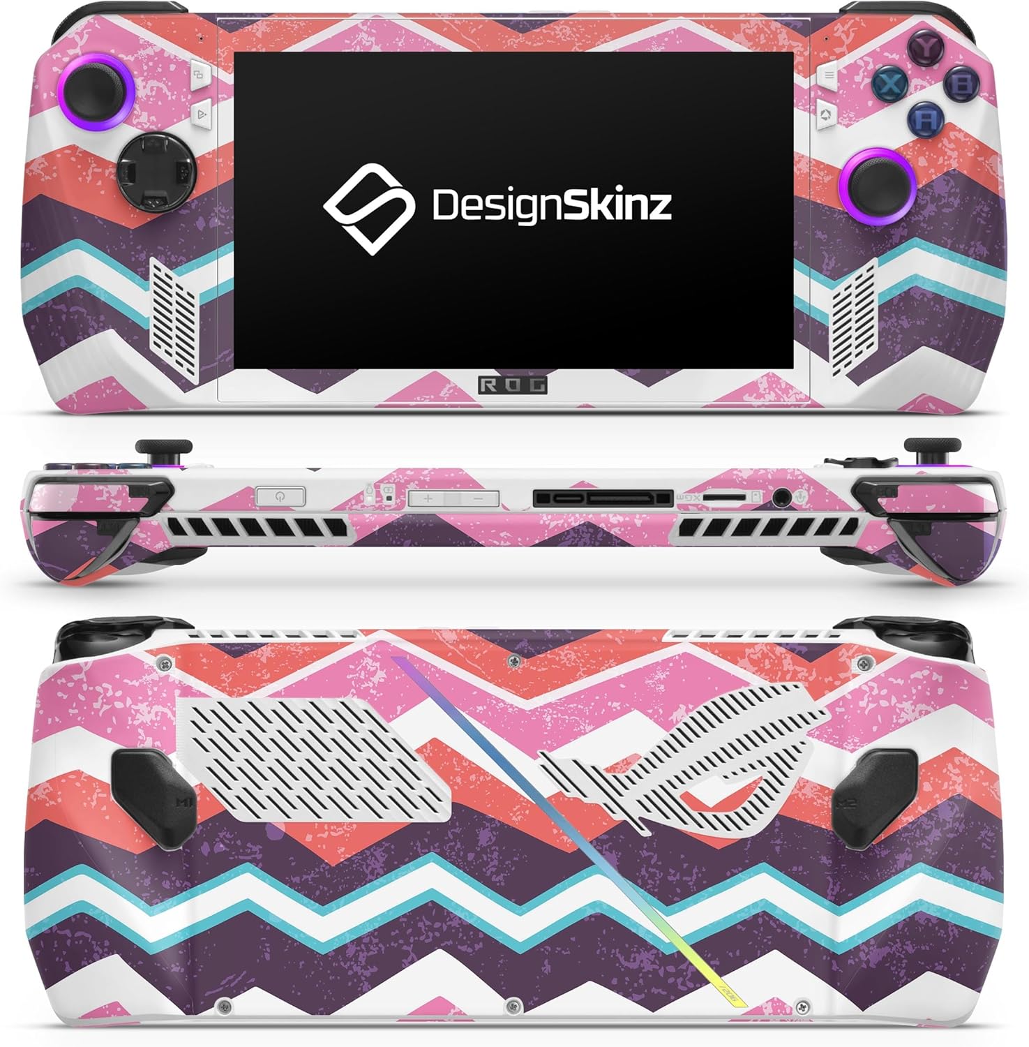 DesignSkinz - Compatible with Rog Ally - PC Skin Decal Protective Scratch Resistant Vinyl Wrap Gaming Cover - Jagged Colorful Chevron