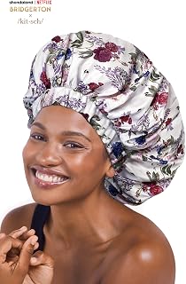 Kitsch Bridgerton x XL Satin Bonnet for Sleeping, Softer Than Silk Bonnet for Women, Hair Bonnet for Braids, Satin Sleep Bonnet for Women, Satin Hair Wrap, Night Cap (Floral)
