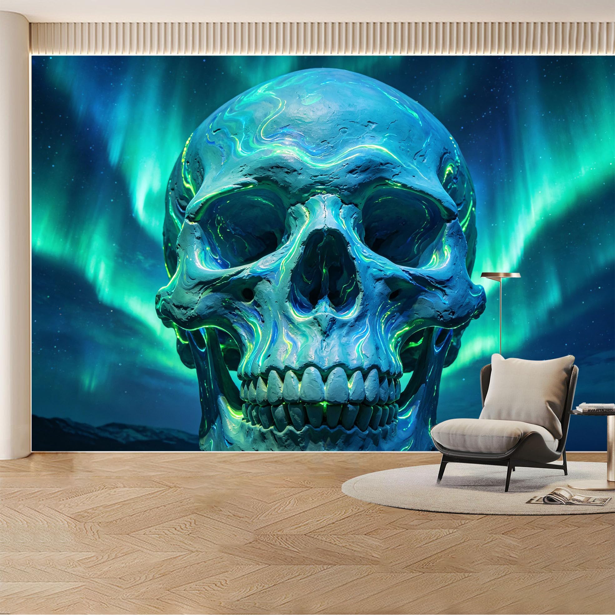 Custom Wall Mural Wallpaper Aurora Borealis Landscape Nature Modern 3D Effect Wall Decor Nordic Night Sky Removable SelfAdhesive Large Photo for Living Room， Bedroom， Office