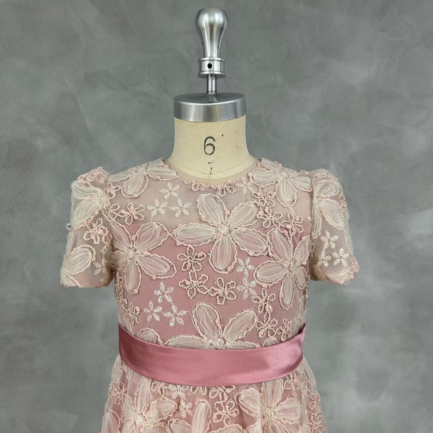 dideyttawl Flower Girls Dress A-Line Floral Junior Bridesmaid 3D Embroidery Lace Appliqued Dress 754 - Image 6