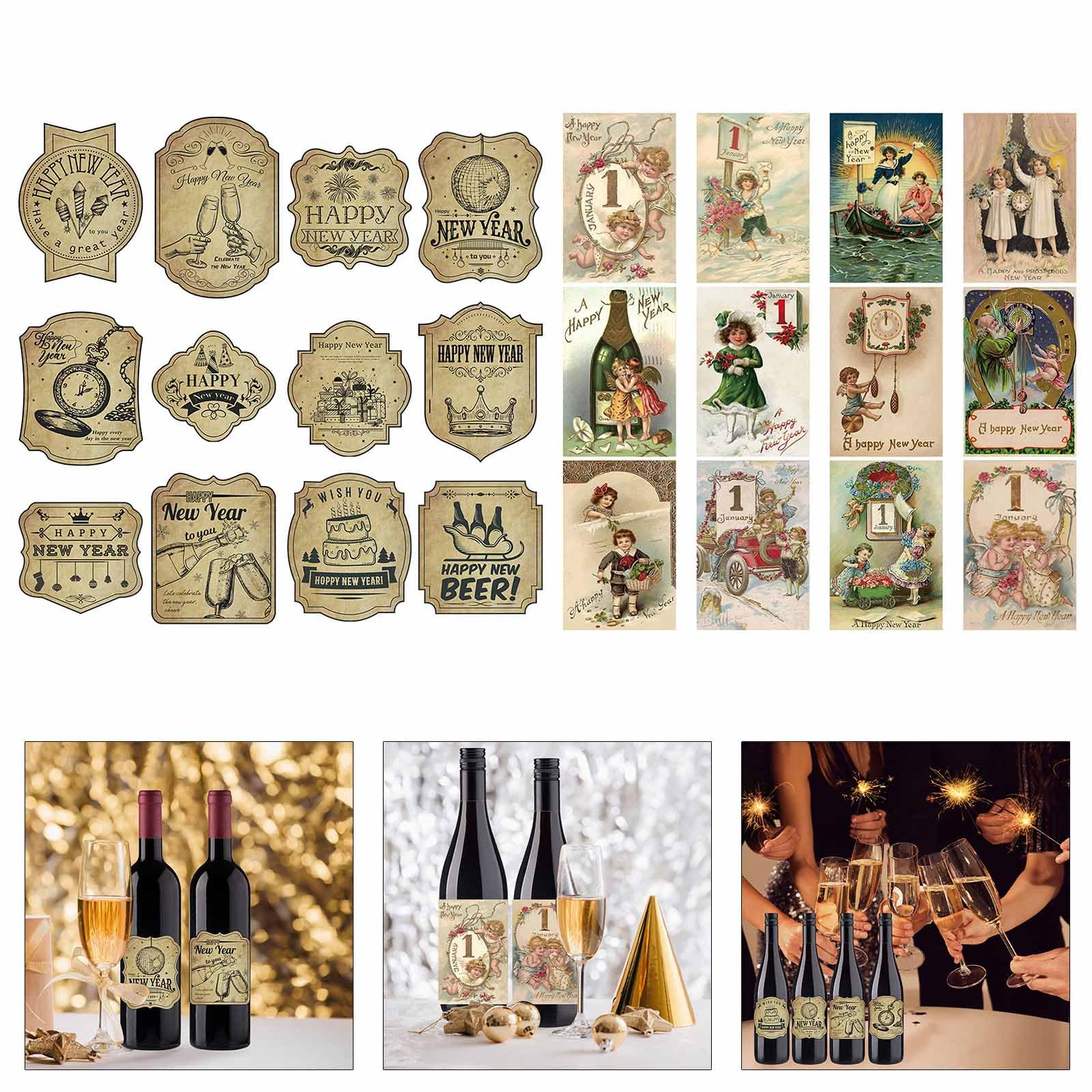 Etichette Per Bottiglie Di Vino Capodanno 2025 - 4 Pezzi Autoadesive, 9.8x9.8 Cm - Foto 6