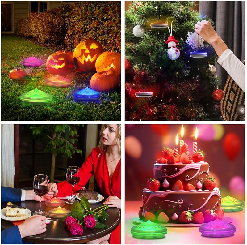 Toowell Napelemes Úszó Medence Világítás LED, Vízálló Medence Lámpa 12 Színváltós, Kerti Tó Díszkivilágítás, 4 Darabos Szett