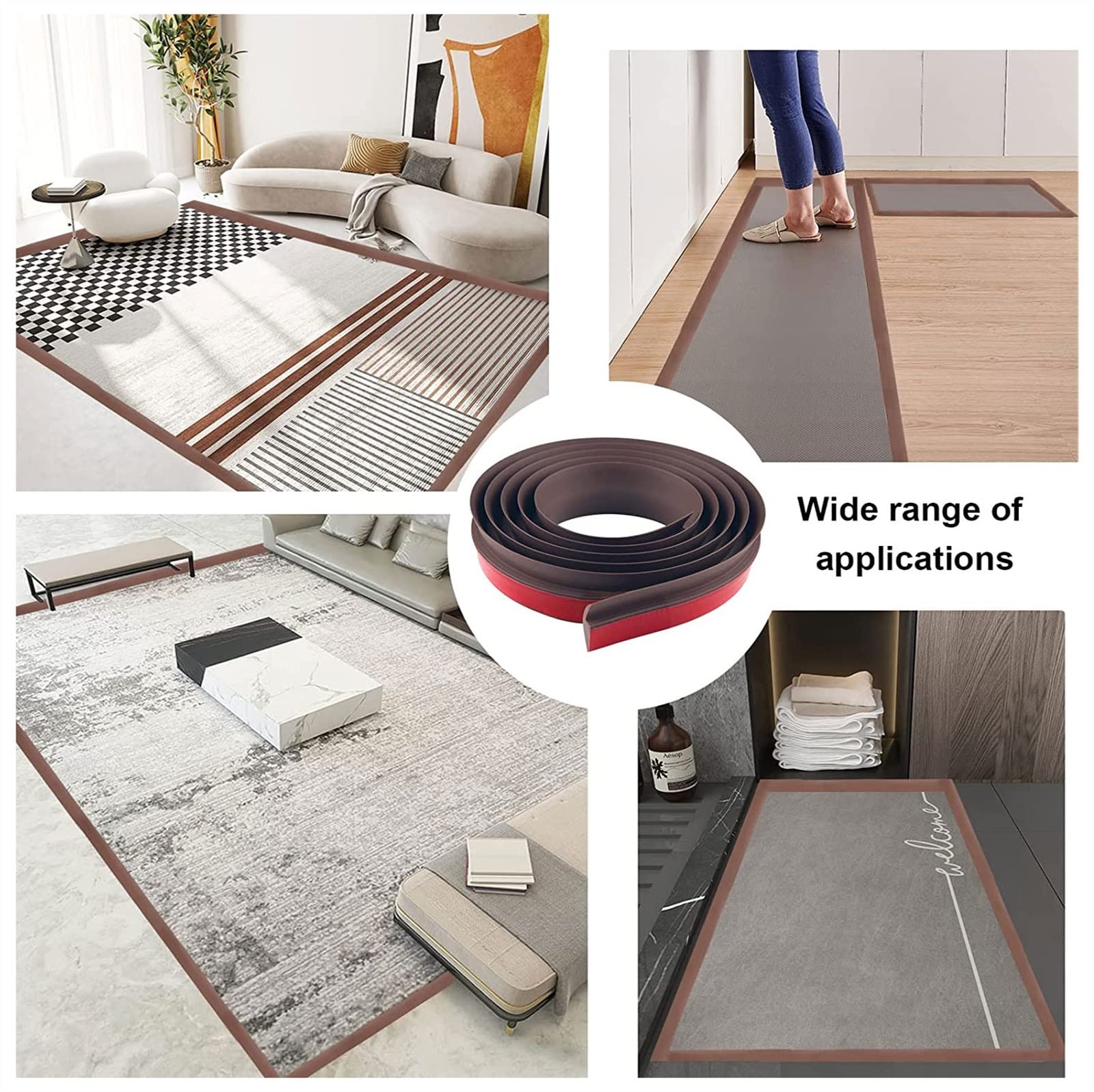 Melairya Boden&Teppich Laminat Übergangsprofil Selbstklebend, übergangsschiene, Abschlussprofil-Ubergangsprofil Zum Kleben, Leisten Kleben (Color : Brown-Style B, Size : 8m)