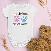 Vista 3 de Personalized Dog Paw Print Baby Shirt, My Siblings Have Paws