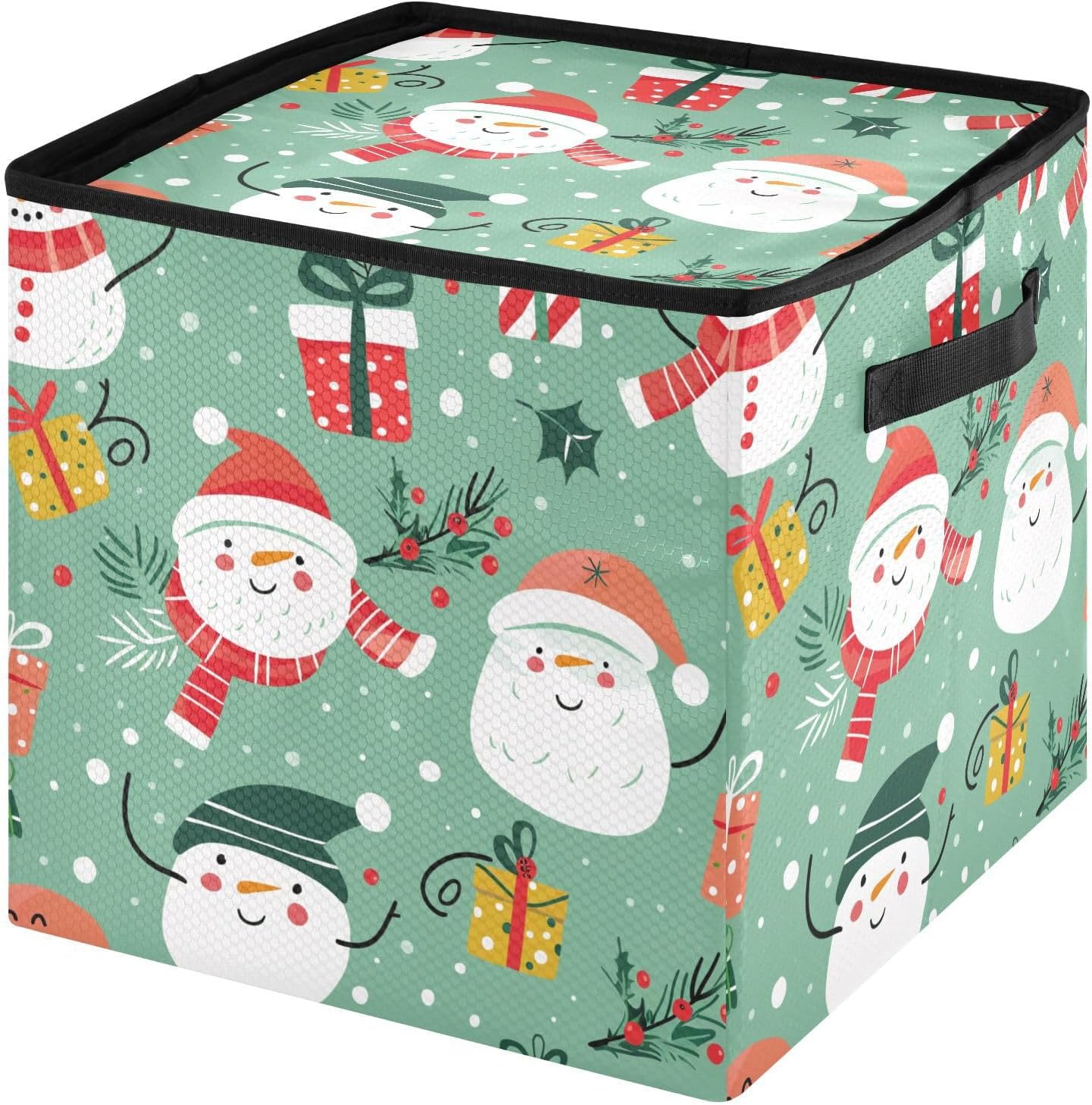 High Capacity Christmas ornament organizer storage Holds Up to 64, Adjustable Dividers telescoping Holiday Storage Case with Lid,Christmas Green Cartoon Lovely