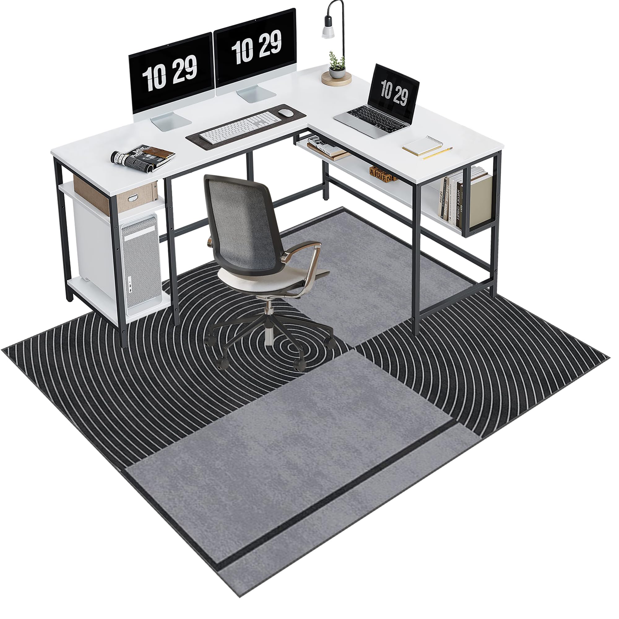 EYKWKB 70 x 100 cm Office Chair Mat for Carpeted Floor, Gaming Chair Mat, Floor Protector for Rolling Chair, Non-Slip Desk Chair Mat, Low/No Pile Carpet Protector Chair Mat for Easy Glide