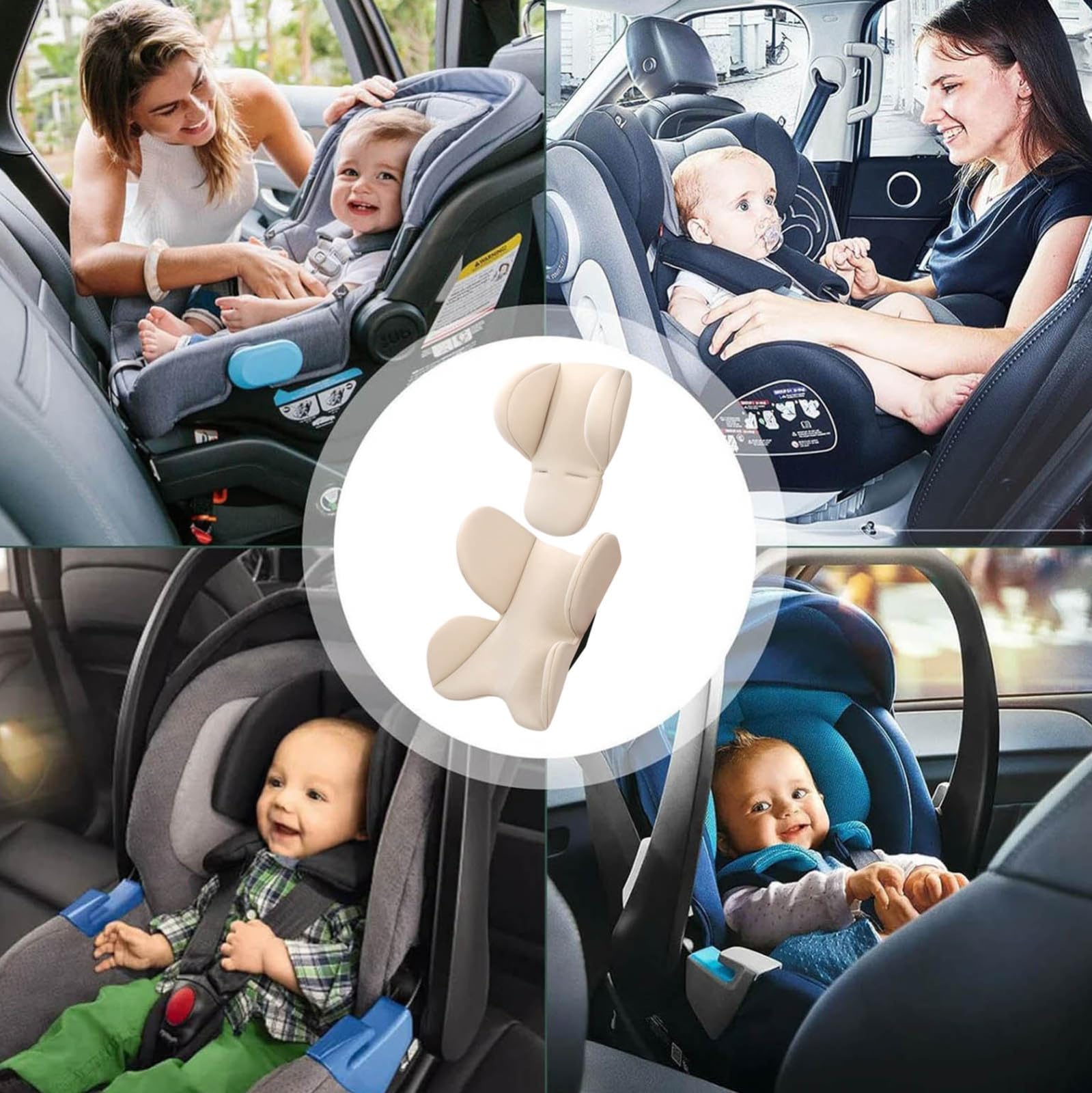 Supports De Tête Et Corps 2 En 1 INFANZIA Pour Nouveau-Né - Coussin Siège Auto Respirant Noir
