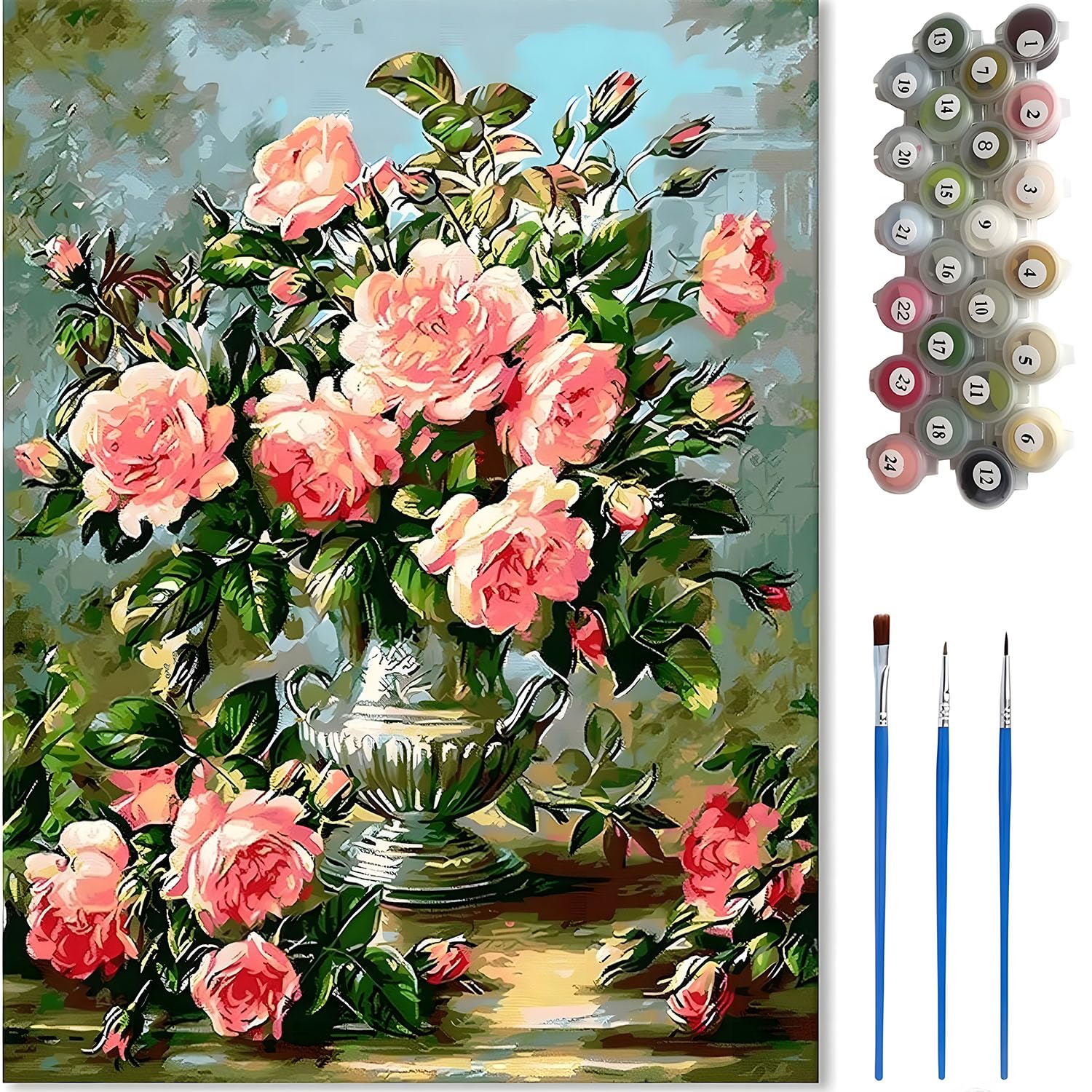 X springPaint by Number for Adults, 40x50 cm Paint by Numbers Kits for Adults with Paint Brushes Acrylic Pigment, Canvas Flowers Paints by Numbers Kit No-include Framed Suitable for Adults Kids (B)