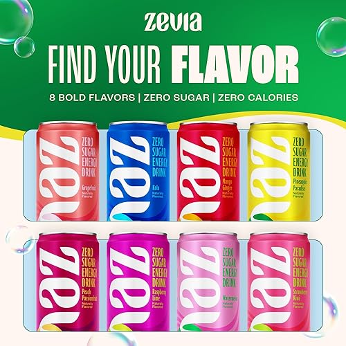 Miniatura 10 de Zevia Zero Calorie Energy Drink, melocotón maracuyá, latas de 12 onzas (paquete de 12)