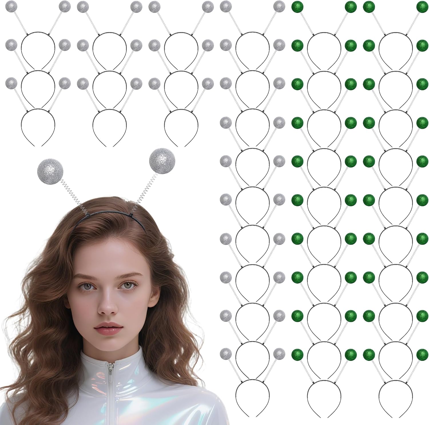 jiebor 40Pcs Alien Headband Martian Antennas Headband Space Costume Accessories for Women Adult Party Decorations