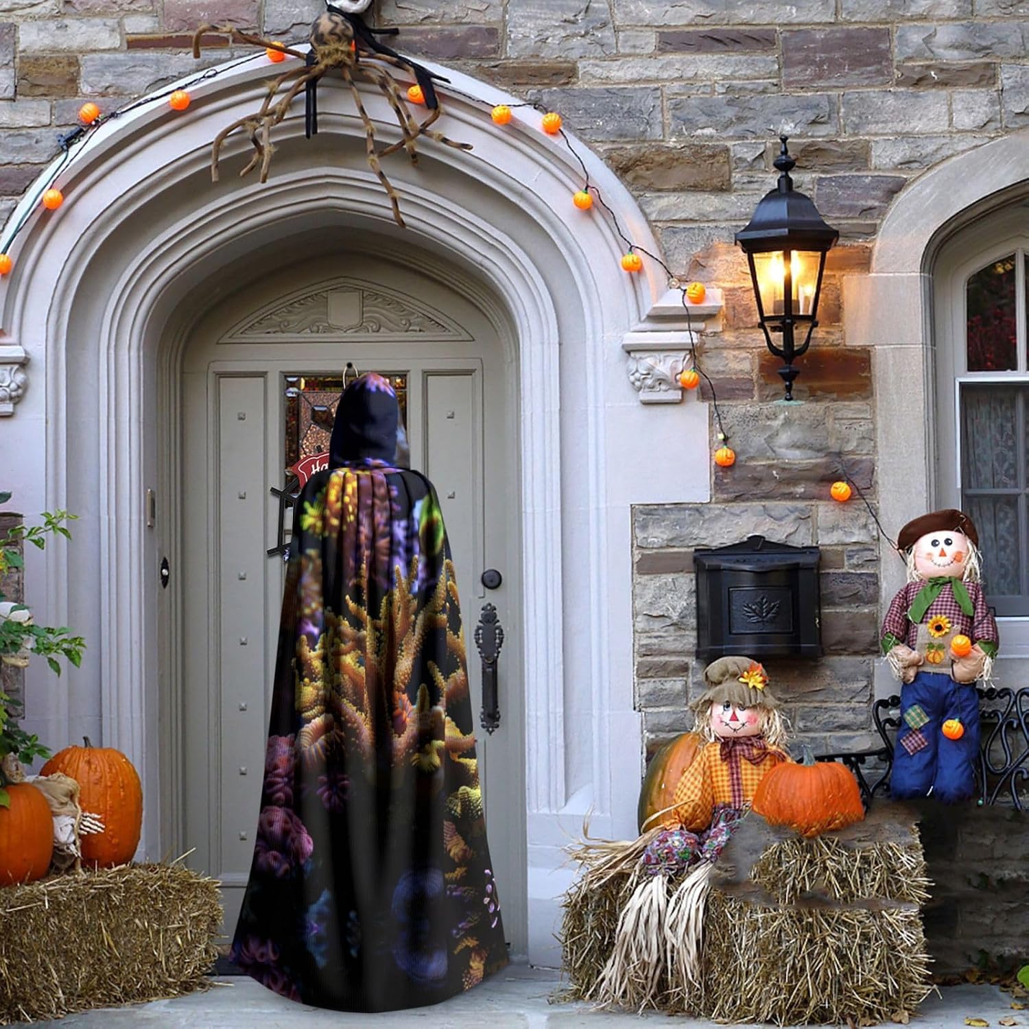 Coral Reef print Halloween hooded cape decoration cape costumes for witches, Mardi Gras, Christmas