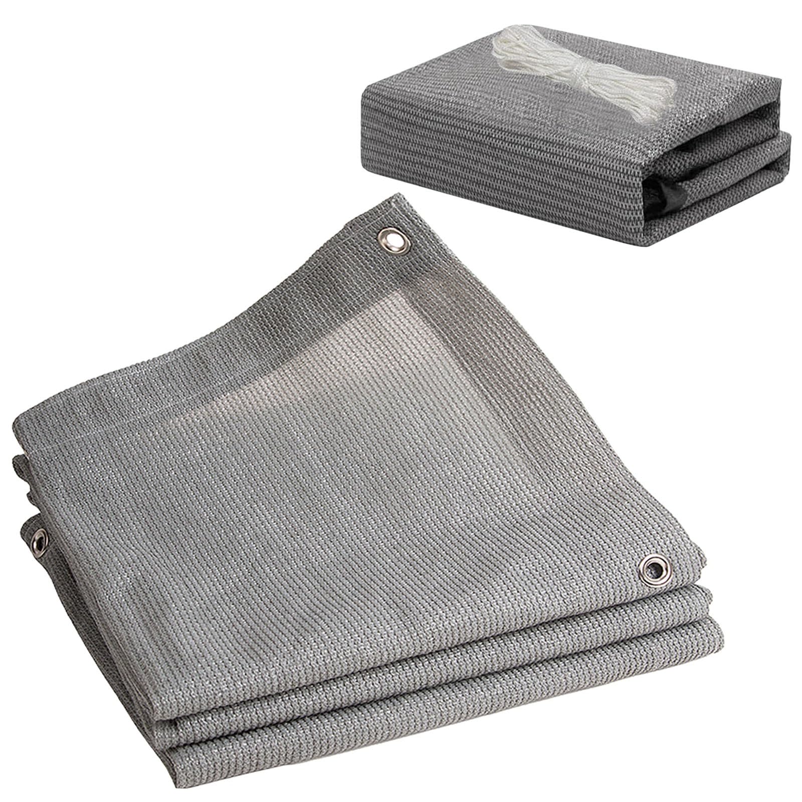 WQPMNYG Rectangular Sun Shade Sail for Patio 90% UV Protection with Tulle Mesh HDPE Balcony Privacy Screen Durable Breathable WaterResistant Sun and Wind Blocker (Gray 6x8m)