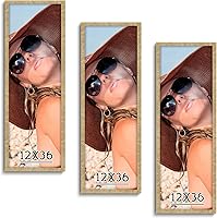 Vista 6 de Dark Brown 12x18 Frame Set of 3 - Rustic Woodgrain 12 x 18 Poster Frame with Plexiglass for Wall Gallery Display, 12x18 Picture Frame for Puzzles