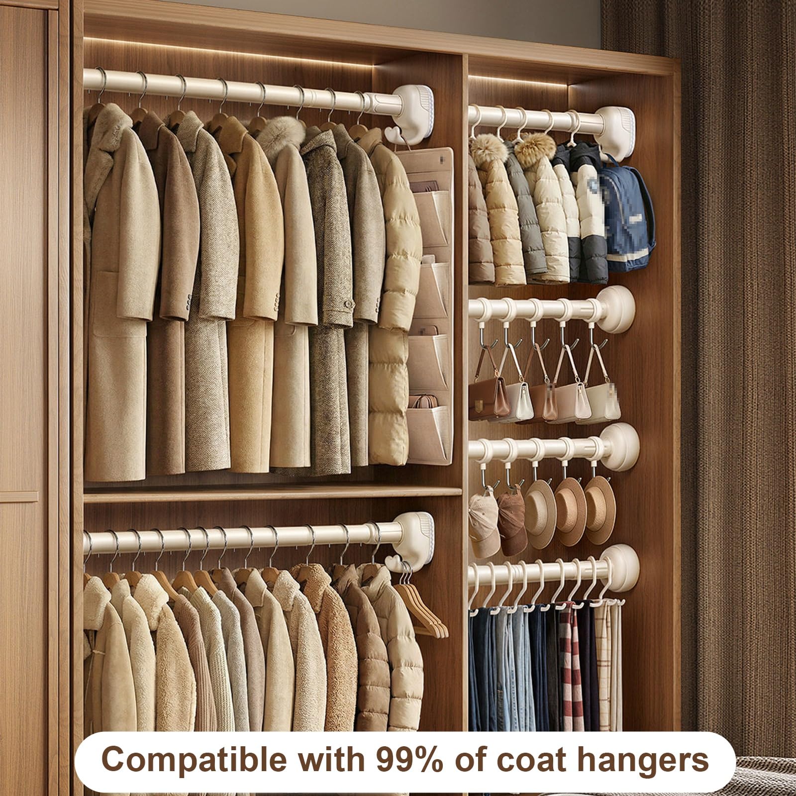Barra Extensible Cortina Ajustable de 35 a 490 cm, Barra de Cortina Extensible Barras de Cortina Sin Taladrar con Soportes de Pared para Armarios y Lavaderos(Gray,280-350cm/110-138in)