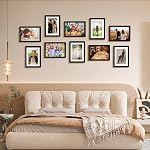 FIXSMITH 5x7 Ensemble de cadres d'images 10, Version en vrac avec cadre photo HD Plexiglass, Images d'affichage 4x6 avec Mat ou 5x7 Sans collage de cadres multi-images Mat pour Tabletop ou Wall Display, Noir