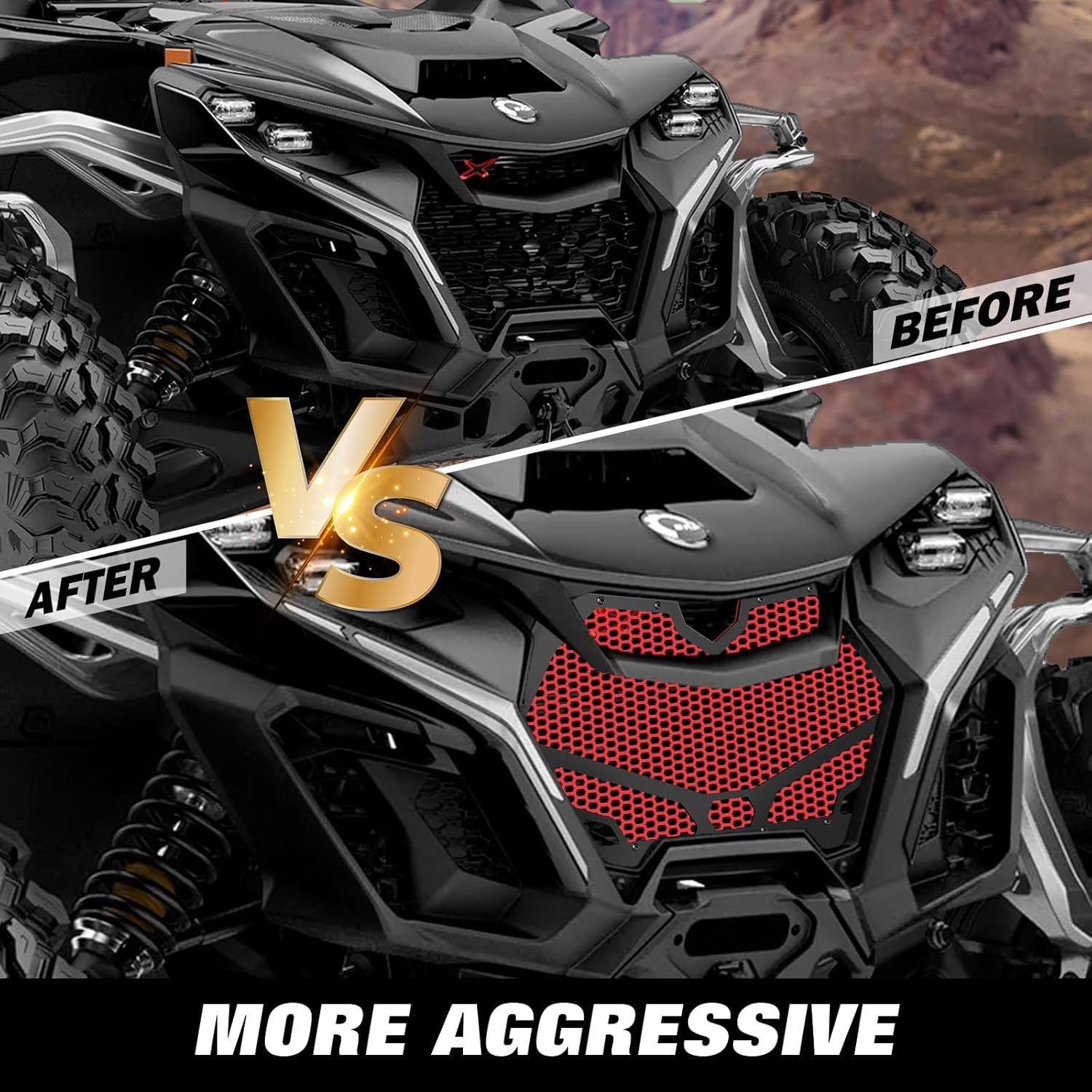 Heavy-Duty Mesh Grille for Can-am Maverick R Front Grille, Compatible with Can Am Maverick R X RS Smart-shox 2024 2025+ All Models, Aircraft-Grade Billet Design Maverick R Grill - Image 8