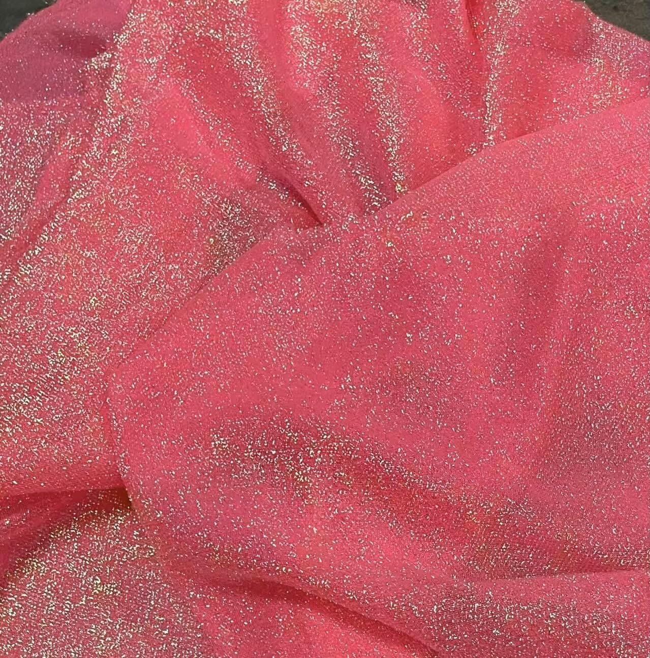 YYCRAFT 10Y Sparkling Tinsel Lurex Fabric by The Yard Stretch Metallic Glitter Lametta Shimmer Material 59" Wide 10 Yards, Christmas Decoration,Red Snowflake