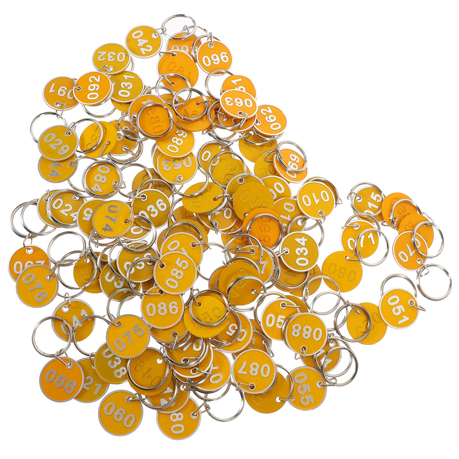 VILLCASE Etichette Numerate Targhette Resistenti Gialle in Lega di Alluminio 100 Pezzi per Chiavi e Valigie per Armadietti Piscina e Dormitori