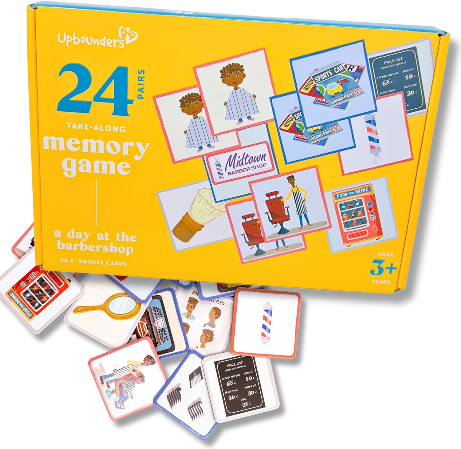 Upbounders - A Day at The Barbershop - Toddler Memory Matching Card Games for Kids - Montessori Learning Toy with African American Boy (Age 3+)