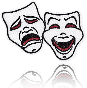 Comedy Tragedy Masks Patch, Theater Drama Embroidered Iron On Patches, Classic Laugh Cry Face Applique Badge for Backpack Jacket Hat Jeans Hoodie, Artistic Expression Patch for Teens Adults