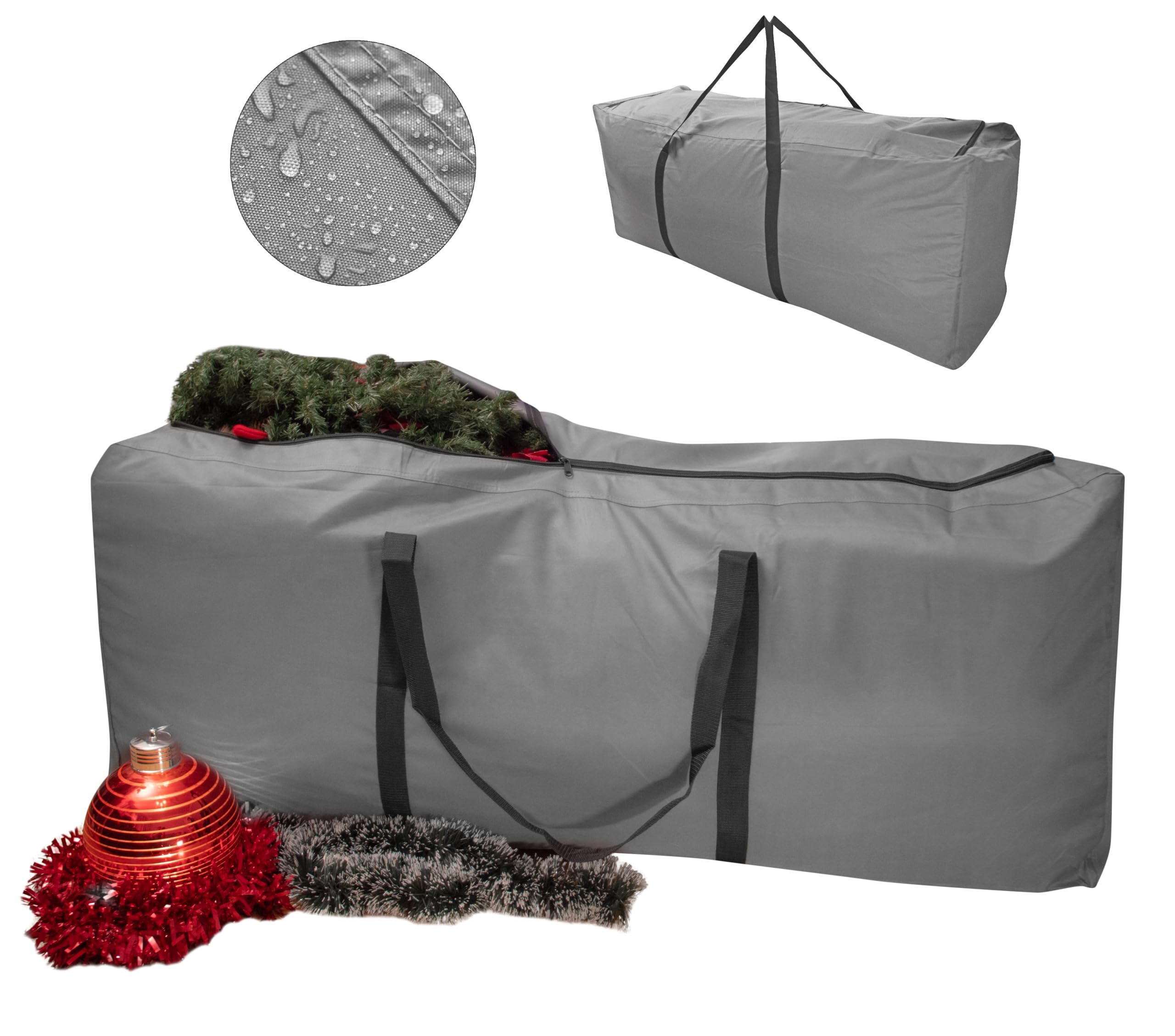 Kingsbridge Aufbewahrungstasche Weihnachtsbaum, XL, Doppelt genähte Nähte, 600D-Gewebe, Tragetasche, für Bäume von 2,2 bis 2,7 m, 3 Wege Reißverschluss zum einfachen Befüllen, LxBxH 140x45x55cm