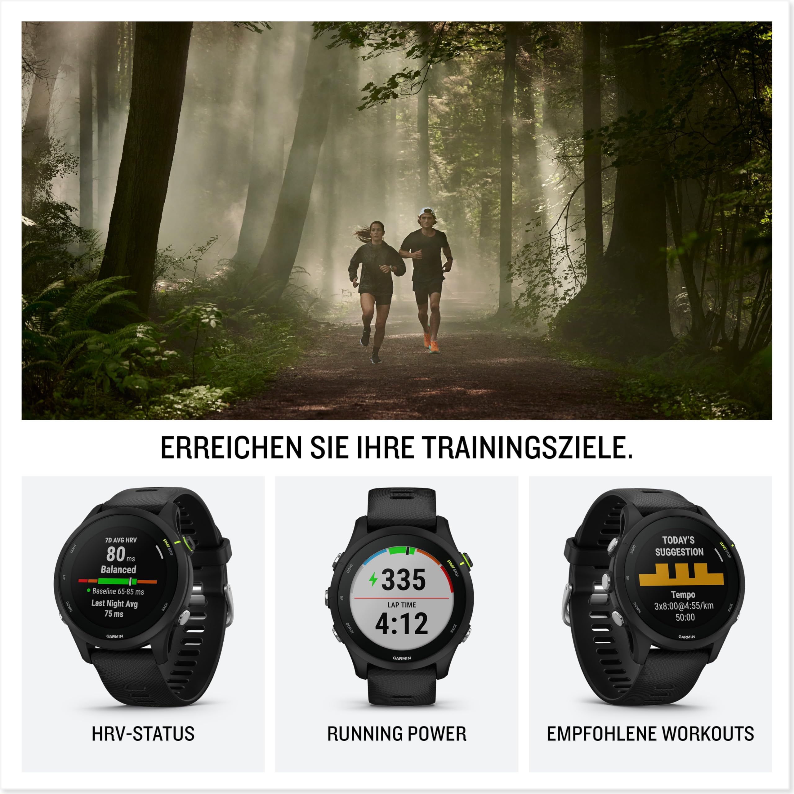 Garmin Forerunner 255 Music – GPS-Laufuhr mit individuellen Trainingsplänen, speziellen Lauffunktionen und detaillierter Trainingsanalyse 1,3" Farbdisplay, Akkulaufzeit bis zu 14 Tage, wasserdicht