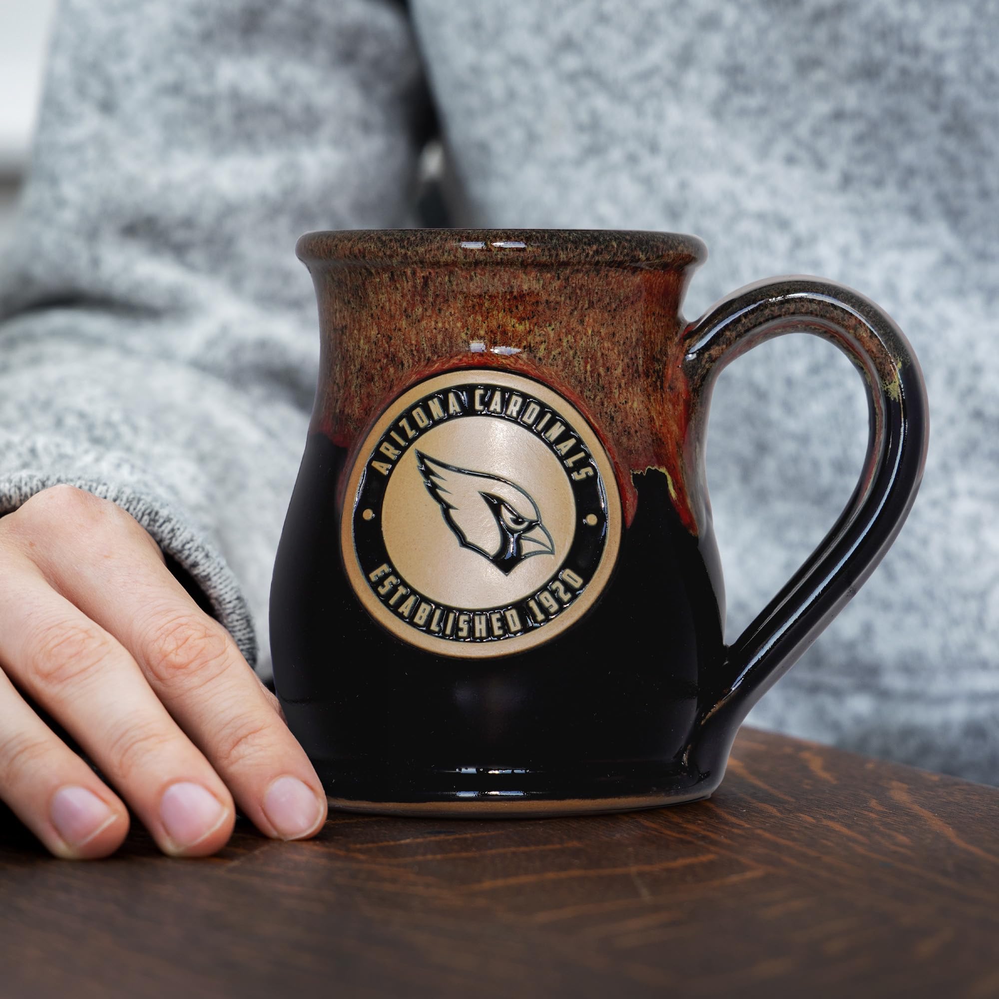 Greater Distance NFL Football Arizona Cardinals 14-oz Two-Tone Tall Belly Mug, Handmade Large Ceramic Coffee Mug With Team Logo for True Fans, Premium Deneen Pottery Made in USA