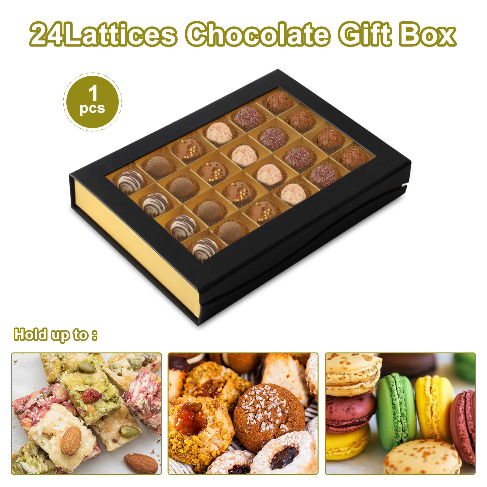Scatole regalo vuote per cioccolatini, scatole regalo magnetiche per dessert, con busta trasparente, per vetrine, caramelle, biscotti, feste, matrimoni, confezione da 2