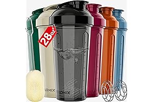 6-PACK Protein Shaker Bottle with Wire Whisk | 28oz Leak-Proof Bottles for...