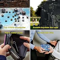 Vista 6 de Haxtec Juego de dados pequeños de metal DND con estuche de dados portátil de hierro antiguo para llavero