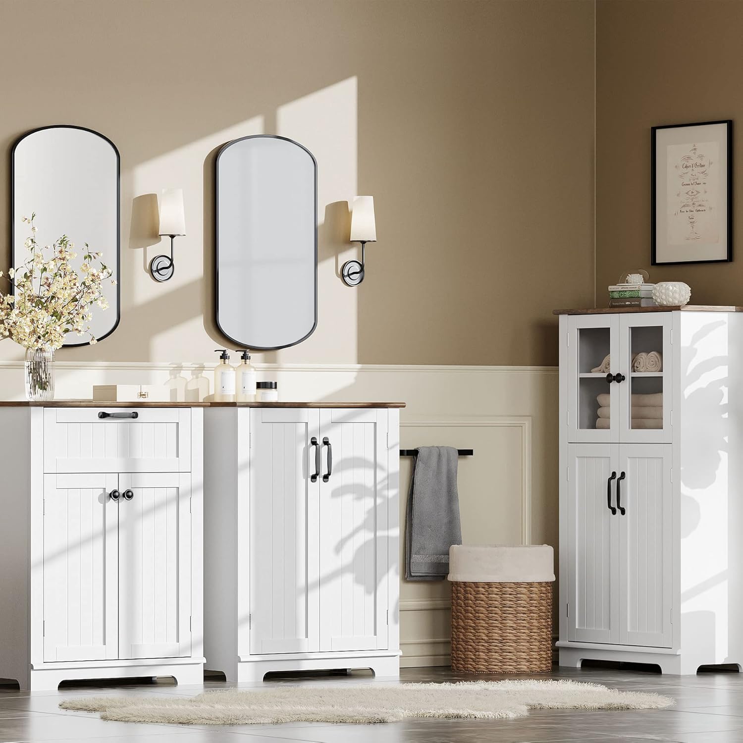 Amazon.com: WAMPAT 3 Piece Storage Cabinet Set for Bathroom, 1 ...