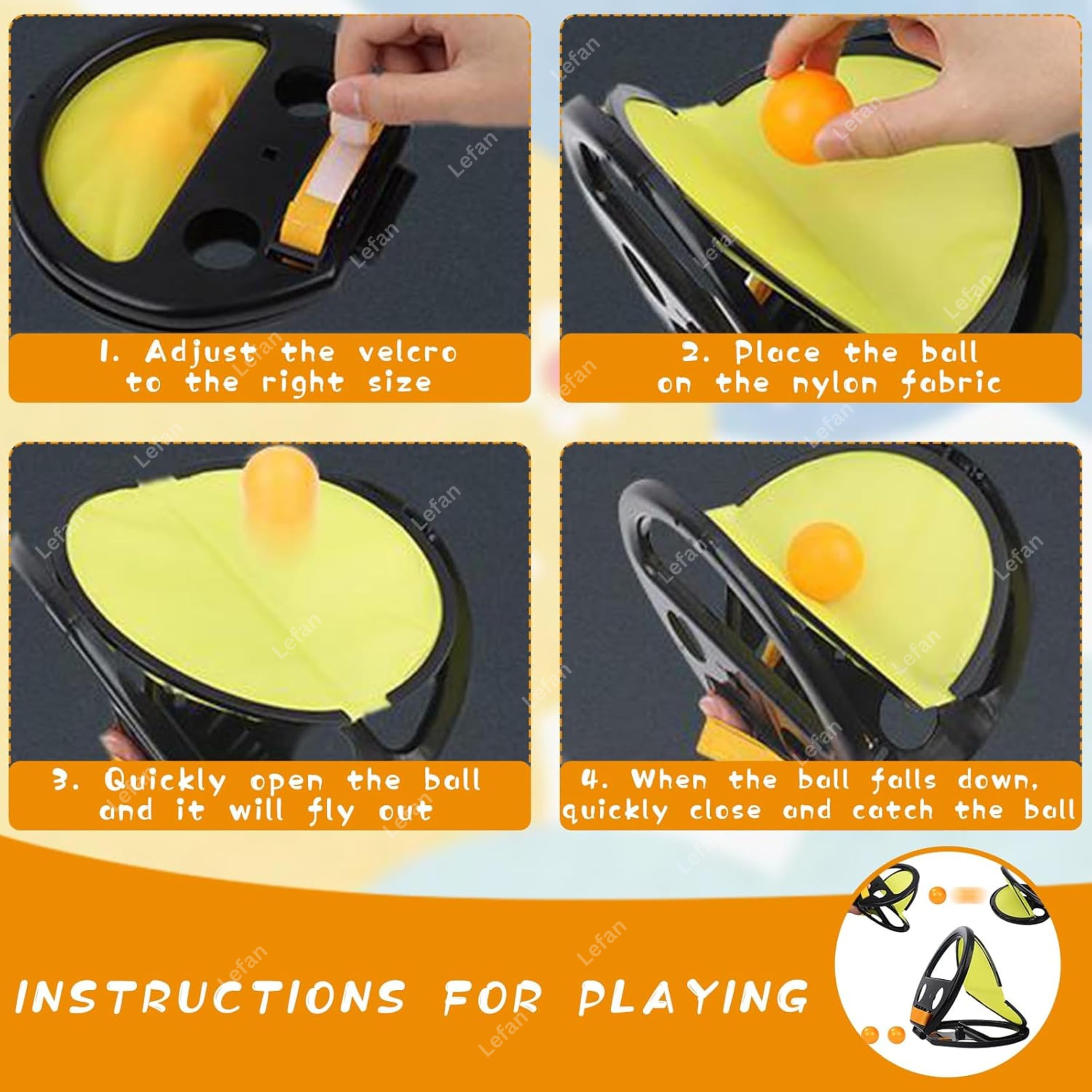Lefan Toss and Catch Ball Game Catch Ball Game Comfortable Grip Toss Game Toy Outdoor Game Beach Toy Outdoor Activity for Kids Ages 3+ Catching Racket Kid Toys (Pack of 2 Pcs) - Image 7 thumbnail