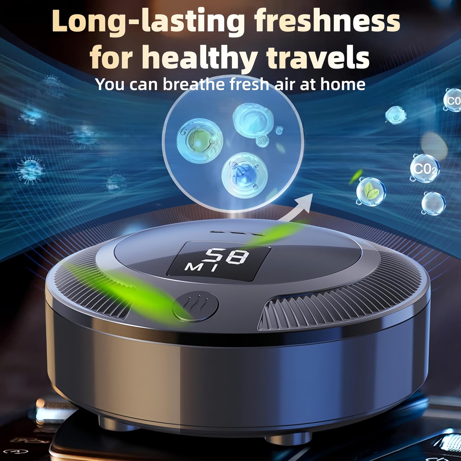 Home Air Purifier with True Ozone Deodorization for Odors, Smoke, Fridge, Bedroom, Bathroom, Shoe Cabinet, Wardrobe, Car, RV, Travel | 20.4㎡ Coverage | Ultra Quiet (Black)