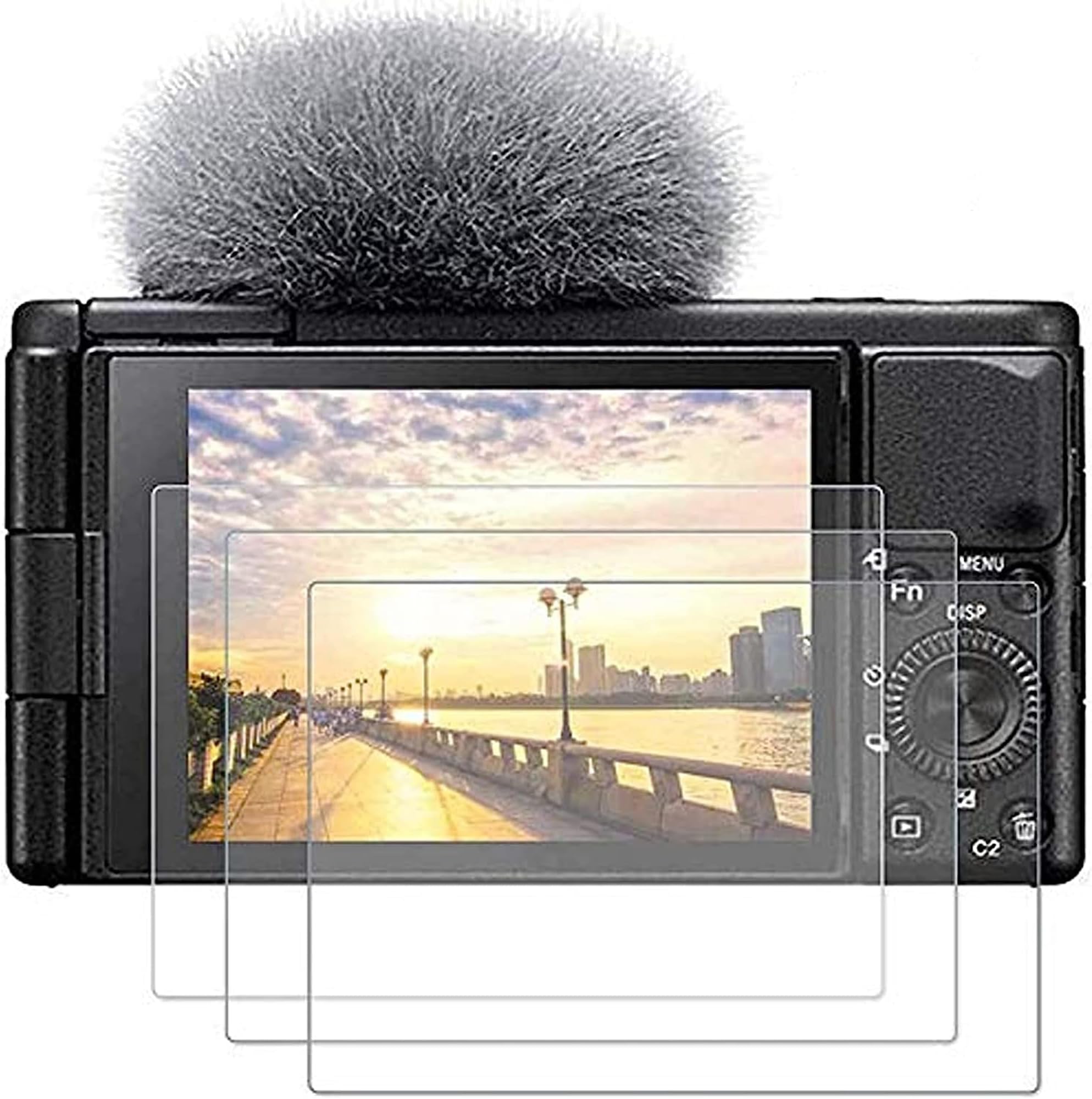 3 Packs Tempered Glass Screen Protector Compatible for Sony ZV-E10 ZV-1 ZV-1M2 ZV1M2 ZVE10 ZV1 ZV-1F ZV1F Cover,0.3mm 9H Hardness Tempered Glass Flim Against[Not Fit for ZV-E10II]